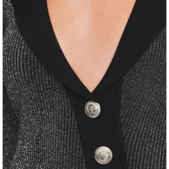 Retrofete Mimi Rib Knit Dress Metallic Black and Silver, Size Small - Picture 3 of 8